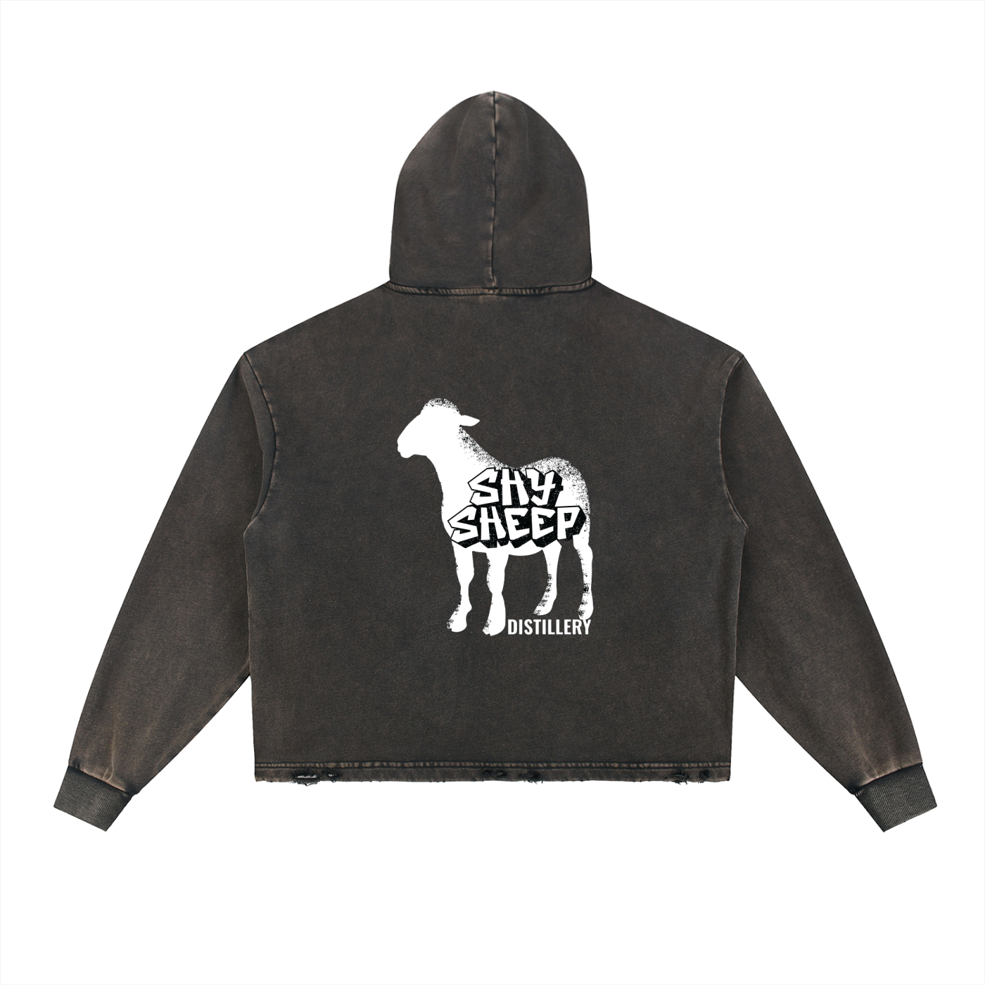 Vintage Washed Frayed-Hem Hoodie