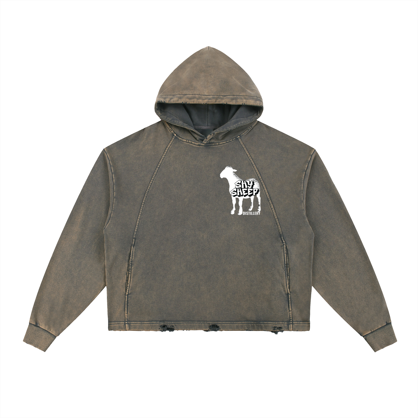 Vintage Washed Frayed-Hem Hoodie